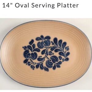 Pfaltzgraff Tan and Blue Floral Oval Platter